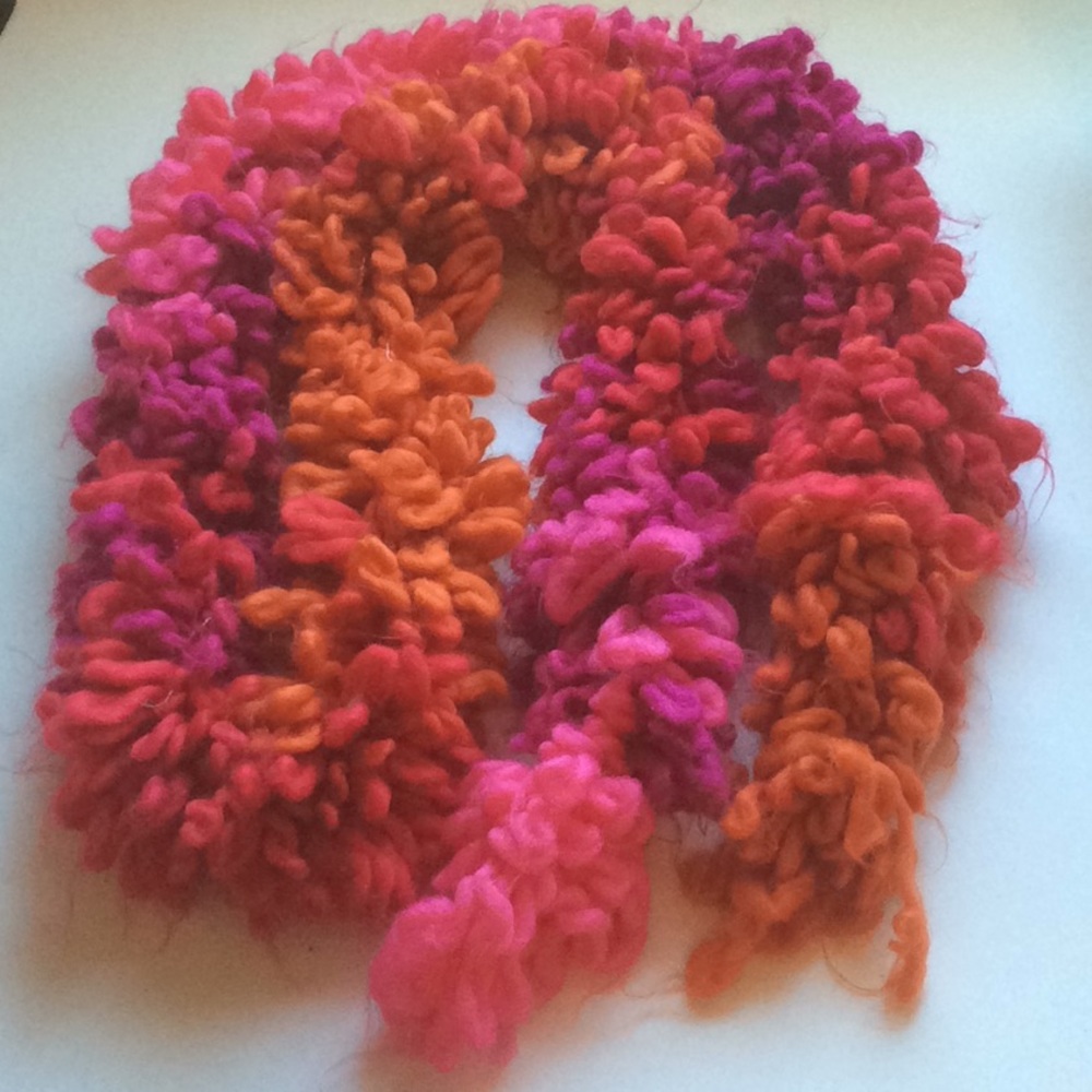 62” long Pink Purple Red Orange Warm Winter Fuzzy Soft Yarn Scarf